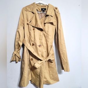 NWOT H&M Trench Coat Double Breasted Beige Tan Blogger Sz 16 XL Extra‎ Large
